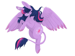 Size: 7200x5400 | Tagged: safe, artist:kirakiracalico, twilight sparkle, alicorn, pony, g4, absurd resolution, ear fluff, female, glowing eyes, leonine tail, magic, mare, simple background, solo, spread wings, transparent background, twilight sparkle (alicorn), wing fluff, wings