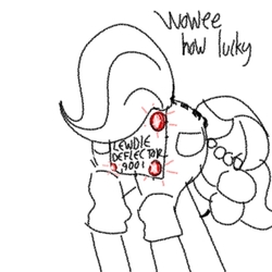 Size: 1440x1440 | Tagged: safe, artist:tjpones, oc, oc only, oc:brownie bun, earth pony, pony, horse wife, bent over, black and white, clothes, dialogue, female, grayscale, mare, monochrome, over 9000, pantaloods, pantaloons, pants, simple background, solo, white background