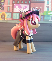 Size: 808x950 | Tagged: safe, artist:krowzivitch, oc, oc only, oc:peach blossom, earth pony, pony, clothes, craft, diorama, dress, female, figurine, hat, mare, sculpture, solo, standing, traditional art