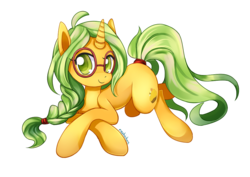 Size: 1023x724 | Tagged: safe, artist:roshichen, oc, oc only, oc:honey nevaeh, pony, glasses, simple background, solo, transparent background