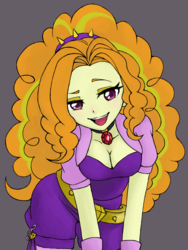 Size: 600x800 | Tagged: safe, artist:sajuaira, adagio dazzle, equestria girls, g4, adoragio, adorasexy, beautiful, bent over, breasts, cleavage, clothes, cute, female, gem, jewelry, looking at you, necklace, sexy, simple background, siren gem, solo, spiked headband, stupid sexy adagio dazzle