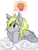 Size: 600x800 | Tagged: safe, artist:sajuaira, derpy hooves, pegasus, pony, g4, cloud, female, food, mare, muffin, simple background, solo, that pony sure does love muffins, white background