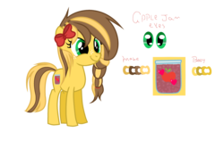 Size: 2702x1808 | Tagged: safe, artist:xxcutecookieswirlsxx, oc, oc only, oc:sapple jam, pony, female, offspring, parent:applejack, parent:caramel, parents:carajack, reference sheet, simple background, solo, teenager, transparent background