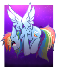 Size: 667x824 | Tagged: safe, artist:vale-bandicoot96, rainbow dash, pony, g4, female, flying, moonlight, night, solo