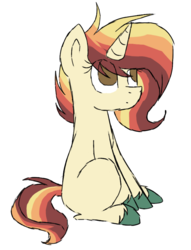 Size: 659x861 | Tagged: safe, artist:mintoria, oc, oc only, oc:fire cracker, pony, unicorn, female, mare, simple background, sitting, sketch, solo, transparent background