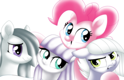 Size: 1280x828 | Tagged: safe, artist:karzii, limestone pie, marble pie, maud pie, pinkie pie, earth pony, pony, g4, cute, female, mare, pie sisters, siblings, simple background, sisters