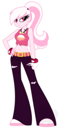 Size: 542x1140 | Tagged: safe, artist:faith-wolff, oc, oc only, oc:eventide hymn, fanfic:the bridge, equestria girls, g4, belly button, clothes, crossover, disguise, eqg promo pose set, fanfic art, female, midriff, pouting, simple background, solo, torn clothes, transparent background, vector