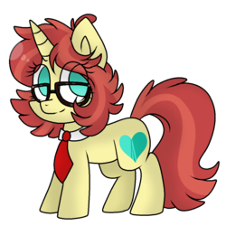 Size: 1000x1000 | Tagged: safe, artist:mintoria, oc, oc only, pony, unicorn, female, filly, glasses, necktie, simple background, solo, transparent background