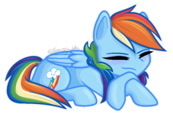 Size: 800x525 | Tagged: safe, artist:realfluttertree, rainbow dash, pony, g4, eyes closed, female, simple background, sleeping, sleepy, solo, transparent background