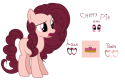 Size: 4140x2652 | Tagged: safe, artist:xxcutecookieswirlsxx, oc, oc only, oc:cherry pie, earth pony, pony, female, mare, offspring, parent:cheese sandwich, parent:pinkie pie, parents:cheesepie, reference sheet, simple background, solo, transparent background