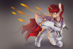 Size: 1550x1040 | Tagged: safe, artist:tangomangoes, oc, oc only, oc:little vanilla, pony, unicorn, armor, female, mare, solo