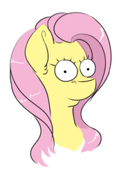 Size: 1500x2000 | Tagged: safe, artist:kittytitikitty, fluttershy, pony, g4, bust, female, male, mare, portrait, simple background, simpsonified, solo, style emulation, the simpsons, three quarter view, white background