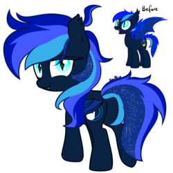 Size: 2400x2400 | Tagged: safe, artist:kai-alive, oc, oc only, oc:sonic lullaby, bat pony, pony, bat pony oc, butt, ethereal mane, fangs, female, high res, looking at you, mare, plot, simple background, slit pupils, solo, starry mane, transparent background