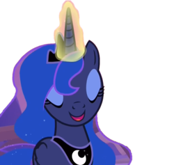 Size: 1024x972 | Tagged: safe, edit, edited screencap, editor:childofthenight, screencap, princess luna, pony, a royal problem, g4, background removed, eyes closed, female, glowing horn, horn, magic, magic aura, mare, not a vector, open mouth, simple background, solo, talking, transparent background