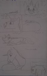 Size: 900x1430 | Tagged: safe, artist:redgreenblue6, flam, flim, pony, unicorn, g4, brothers, comic, flim and flam comic, flim flam brothers, macro, male, micro, tiny, tiny ponies, traditional art