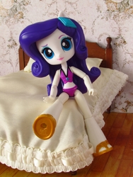 Size: 1200x1600 | Tagged: safe, artist:whatthehell!?, rarity, equestria girls, g4, beach, bed, bedroom, clothes, doll, equestria girls minis, irl, photo, sandals, swimsuit, toy