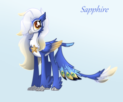 Size: 1392x1156 | Tagged: safe, artist:sugaryicecreammlp, oc, oc only, oc:sapphire, classical hippogriff, hippogriff, female, solo