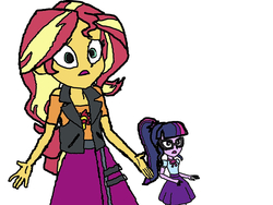 Size: 1024x768 | Tagged: safe, artist:php77, editor:php77, sci-twi, sunset shimmer, twilight sparkle, equestria girls, equestria girls specials, g4, my little pony equestria girls: better together, my little pony equestria girls: forgotten friendship