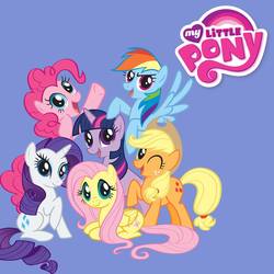 Size: 1417x1417 | Tagged: safe, applejack, fluttershy, pinkie pie, rainbow dash, rarity, twilight sparkle, g4, mane six, mane six opening poses, my little pony logo