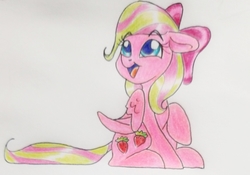 Size: 781x547 | Tagged: safe, artist:smirk, oc, oc only, pegasus, pony, bow, colored pupils, cute, female, mare, solo, traditional art