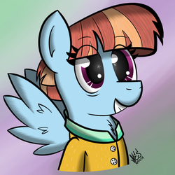 Size: 700x700 | Tagged: safe, artist:nesdoesart, windy whistles, pegasus, pony, g4, clothes, female, grin, mare, smiling, solo