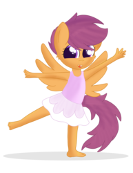 Size: 2550x3300 | Tagged: safe, artist:skyflys, scootaloo, pegasus, anthro, g4, barefoot, clothes, cute, cutealoo, dancing, dress, feet, female, filly, happy, high res, missing teeth, simple background, solo, spread wings, transparent background, wings