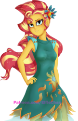 Size: 5431x8391 | Tagged: safe, artist:katakiuchi4u, sunset shimmer, equestria girls, g4, my little pony equestria girls: legend of everfree, absurd resolution, armpits, clothes, crystal gala, crystal gala dress, dress, female, freckles, hand on hip, legend you were meant to be, looking at you, peppered bacon, simple background, solo, transparent background