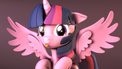 Size: 3840x2160 | Tagged: safe, artist:flushthebatsanta, twilight sparkle, alicorn, pony, g4, 3d, cute, digital art, female, high res, looking at you, mare, solo, source filmmaker, tongue out, twiabetes, twilight sparkle (alicorn), weapons-grade cute