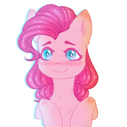 Size: 2000x2000 | Tagged: safe, artist:zefirka, pinkie pie, pony, g4, blushing, bust, female, high res, simple background, solo, white background