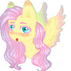Size: 2000x2000 | Tagged: safe, artist:zefirka, fluttershy, pegasus, pony, g4, blushing, bust, female, heart eyes, high res, simple background, solo, tongue out, white background, wingding eyes