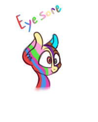 Size: 2000x2500 | Tagged: safe, artist:claudearts, oc, oc only, oc:eyesore, pony, bald, derp, eye candy, eyestrain warning, heterochromia, high res, multicolored, needs more saturation, simple background, solo, white background