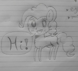 Size: 900x813 | Tagged: safe, artist:basilscreed, pinkie pie, earth pony, pony, g4, female, lined paper, pencil drawing, sketch, solo, traditional art