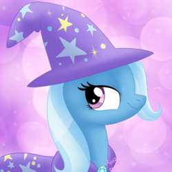 Size: 1280x1280 | Tagged: safe, artist:karzii, trixie, pony, unicorn, g4, cape, clothes, female, hat, mare, solo, trixie's cape, trixie's hat