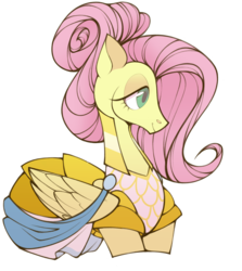 Size: 2523x2823 | Tagged: safe, artist:sylvanaurora, fluttershy, pegasus, pony, fake it 'til you make it, g4, alternate hairstyle, bust, clothes, female, high res, mare, simple background, solo, transparent background, warrior of inner strength, warriorshy