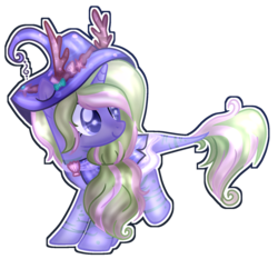 Size: 1660x1548 | Tagged: safe, artist:spectrumnightyt, oc, oc only, oc:cosmic claw, pony, unicorn, female, hat, mare, simple background, solo, transparent background, witch hat