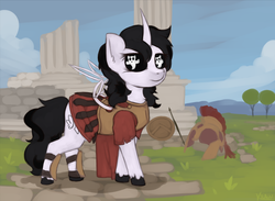 Size: 2449x1794 | Tagged: safe, artist:marsminer, oc, oc only, female, mare, solo, spartan