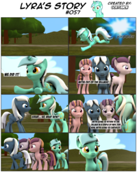 Size: 3929x4911 | Tagged: safe, artist:goatcanon, bacon braids, lyra heartstrings, night glider, sugar belle, comic:lyra's story, g4, the cutie map, 3d, comic, dialogue, equal cutie mark, source filmmaker