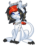 Size: 128x148 | Tagged: safe, artist:ak4neh, oc, oc only, oc:fay, dracony, hybrid, animated, female, gif, mare, pixel art, simple background, solo, tail wag, transparent background