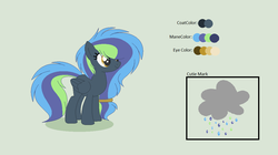 Size: 1106x620 | Tagged: safe, artist:roseloverofpastels, oc, oc only, oc:clear cloud, pegasus, pony, female, mare, offspring, parent:rainbow dash, parent:thunderlane, parents:thunderdash, reference sheet, simple background, solo