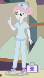 Size: 400x710 | Tagged: safe, screencap, nurse redheart, constructive criticism, equestria girls, equestria girls series, g4, clothes, cropped, female, nurse, scrubs (gear), shoes, sneakers, solo