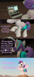 Size: 1920x4320 | Tagged: safe, artist:red4567, princess flurry heart, alicorn, pony, g4, 3d, clothes, comic, computer, laptop computer, older, older flurry heart, shorts, source filmmaker