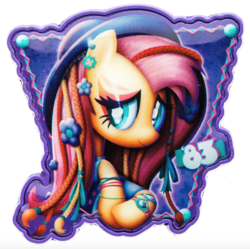 Size: 1485x1482 | Tagged: artist needed, safe, fluttershy, pony, g4, '83, 80s, female, hoofgazer fluttershy, pin, san diego comic con, sdcc 2018, solo