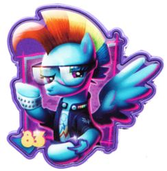Size: 1371x1405 | Tagged: artist needed, safe, rainbow dash, pony, g4, '83, 80s, female, glam rock dash, pin, san diego comic con, sdcc 2018, solo