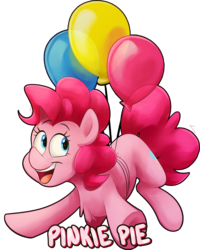 Size: 1991x2493 | Tagged: safe, artist:luximus17, pinkie pie, earth pony, pony, g4, balloon, chest fluff, cute, diapinkes, female, floating, happy, mare, simple background, smiling, solo, then watch her balloons lift her up to the sky, transparent background