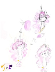 Size: 1404x1848 | Tagged: safe, artist:tiaandluluanimations, princess celestia, alicorn, pony, g4, digital art, eye, eyes, female, pink hair, pink-mane celestia, sketch, sketch dump, watercolor painting, young, young celestia