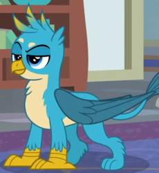 Size: 650x708 | Tagged: safe, screencap, gallus, griffon, g4, school daze, cropped, male, paws, smiling, smirk, solo, wings