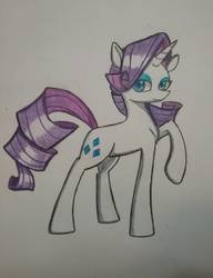 Size: 933x1213 | Tagged: safe, artist:ponime11, rarity, pony, g4, female, raised hoof, solo, traditional art