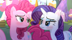 Size: 1024x576 | Tagged: safe, artist:mlppunkgirl-kun, pinkie pie, rarity, pony, g4