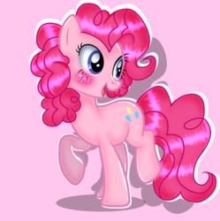 Size: 2048x2060 | Tagged: safe, artist:doraeartdreams-aspy, pinkie pie, g4, blushing, high res, older, pink background, shipping in the description, simple background