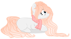 Size: 6000x3314 | Tagged: safe, artist:cirillaq, oc, oc only, oc:ritsushima hizuru, earth pony, pony, clothes, female, mare, prone, scarf, simple background, solo, transparent background